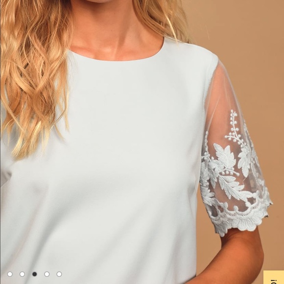 NWOT Lulu’s “Dance a Little Light Blue Embroidered Short Sleeve Shift Dress” - Picture 4 of 15